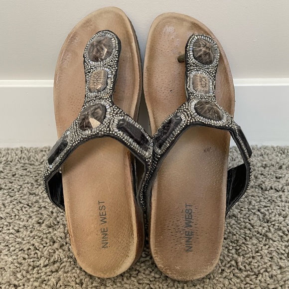 Nine West Beaded Sandals with Toe Bar - Picture 6 of 10